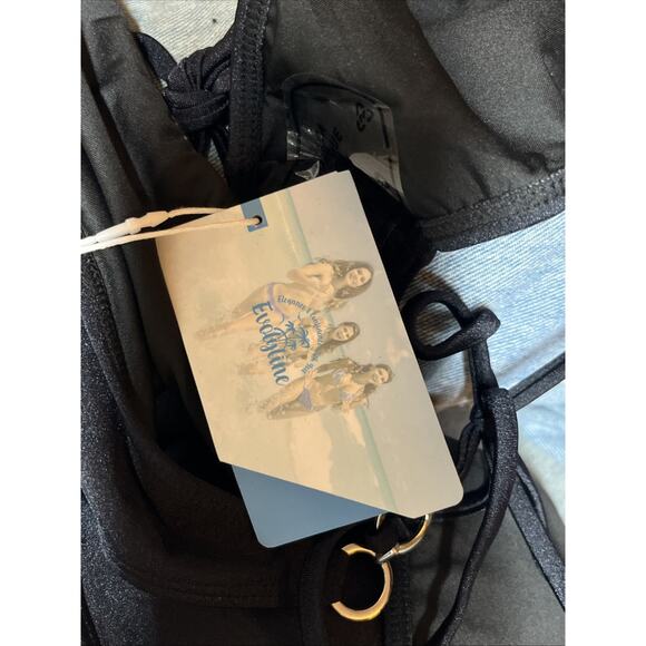 Women's Sexy 2 Piece String Triangle Bikini Bathing Suit Set Cheeky Black , XL - Picture 10 of 11